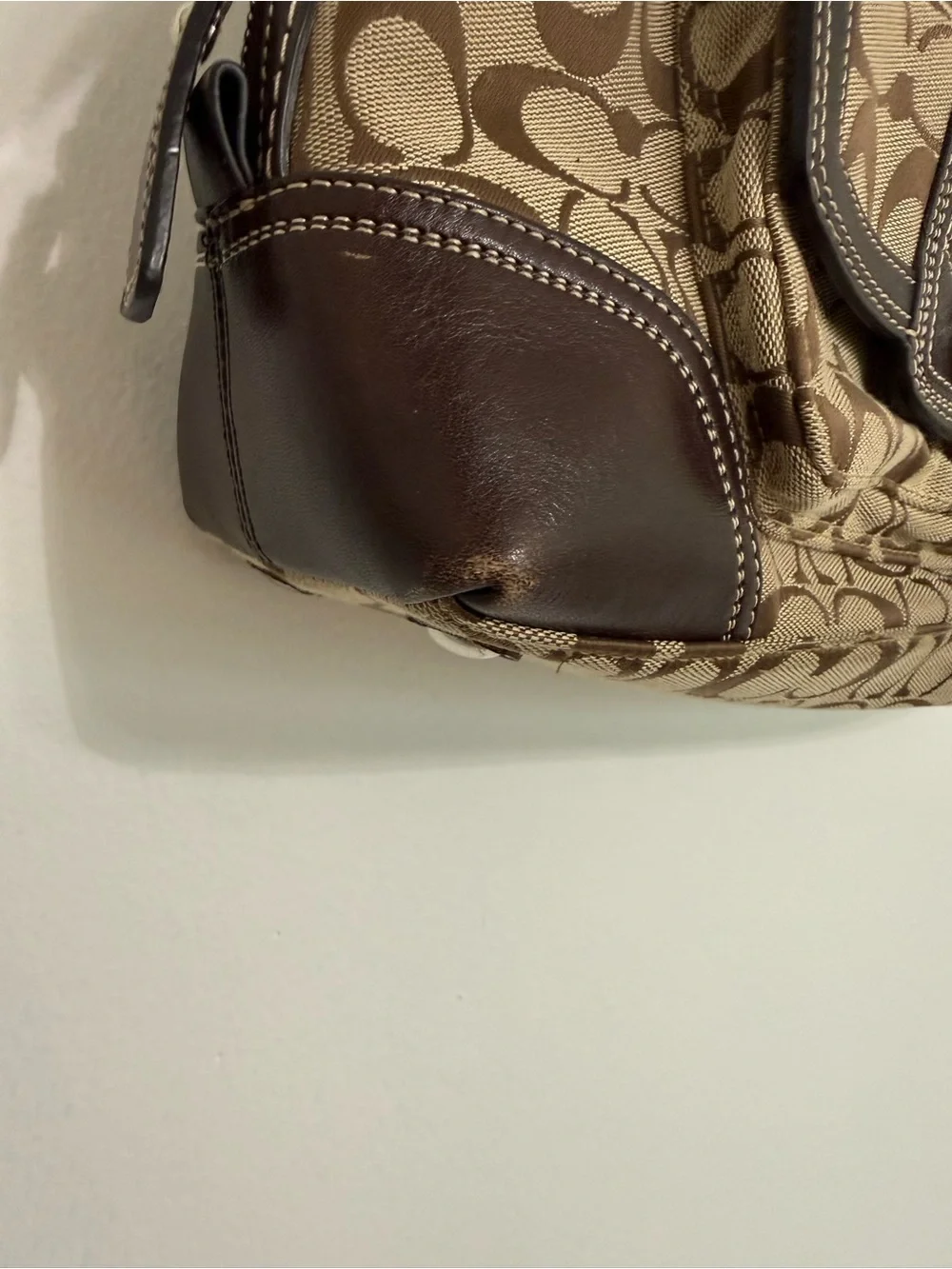 Coach Tan and Dark Brown Signature Canvas Satchel